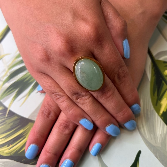 Elegant Statement Rings - Green Gold Oval Rings - Dark Blue Classic Rings - Picture 7 of 15